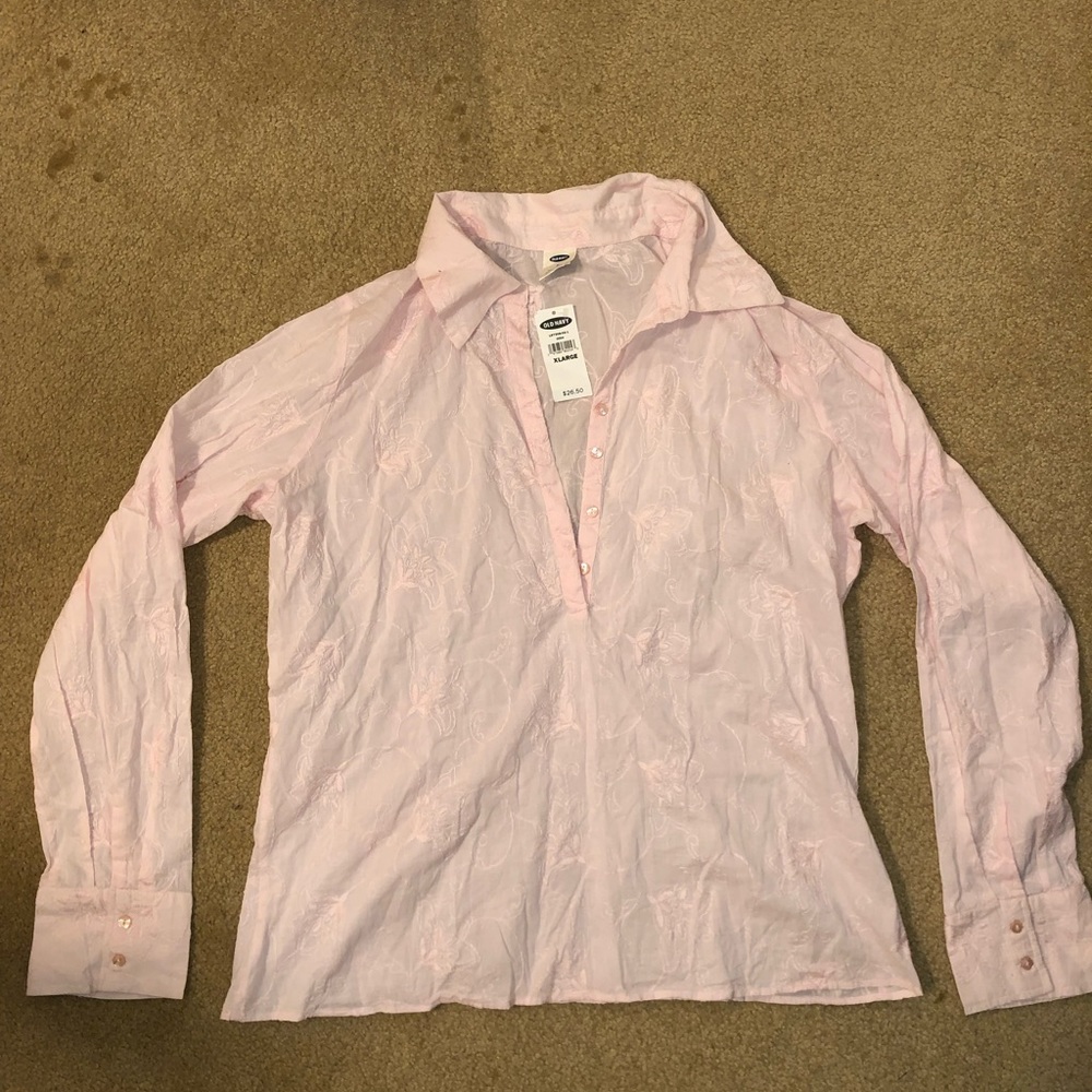 Old Navy Pink Floral Long Sleeve Top Size XL